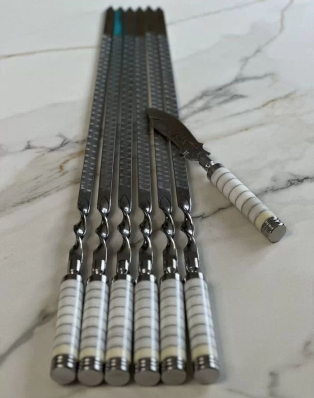 картинка Подарочный набор шампуров 6шт, Каменная ручка (малый ) от магазина Мангалторг