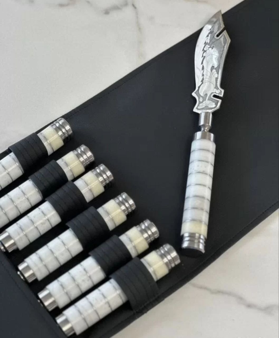 картинка Подарочный набор шампуров 6шт, Каменная ручка (малый ) от магазина Мангалторг