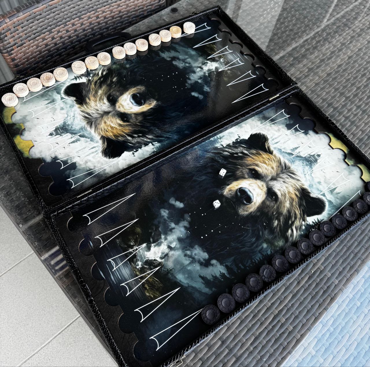 картинка Нарды Кожа, с дизайном (цвет) от магазина Мангалторг