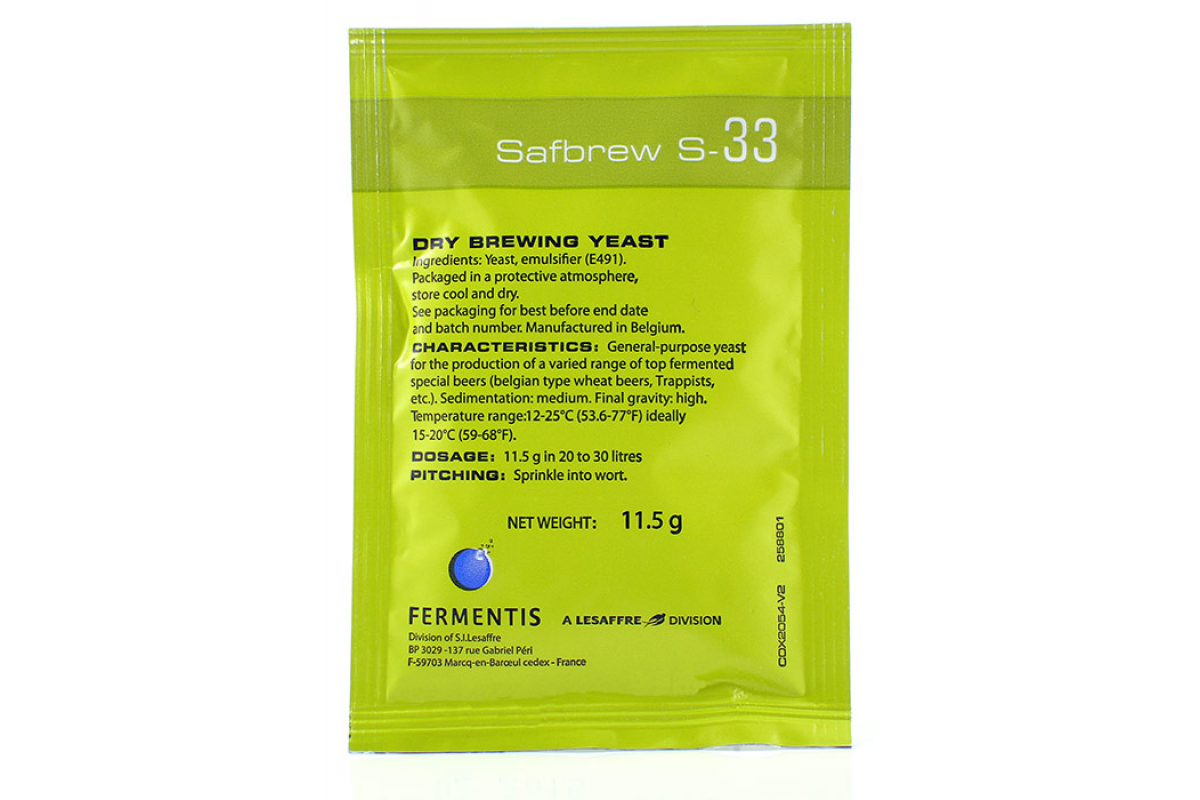 картинка Дрожжи Ферментис Сафале С- 33 (Fermentis Safale S 33) 11 гр от магазина Мангалторг