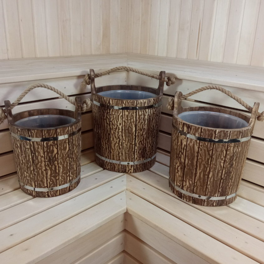 картинка Ведро, С пластиковой вставкой 18 л. (искусственно состаренный) от магазина Мангалторг