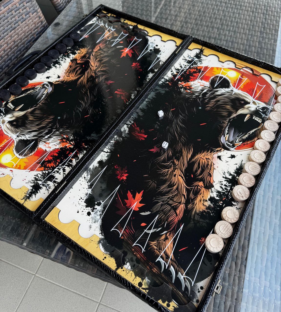 картинка Нарды Кожа, с дизайном (цвет) от магазина Мангалторг