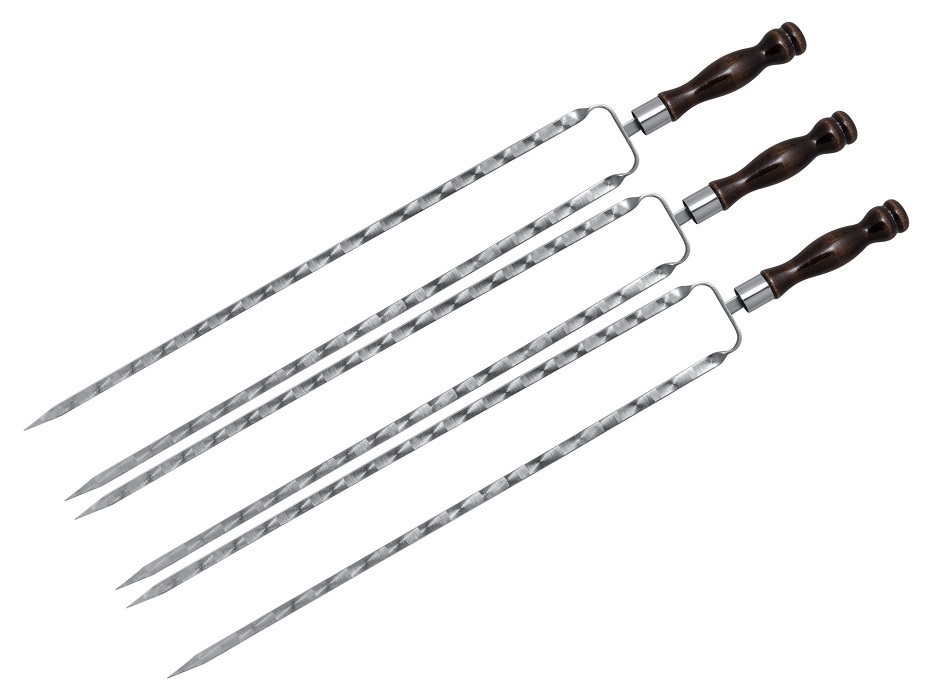 картинка Шампур двойной вилка нерж 500х12х3 мм. (хром кольцо) от магазина Мангалторг