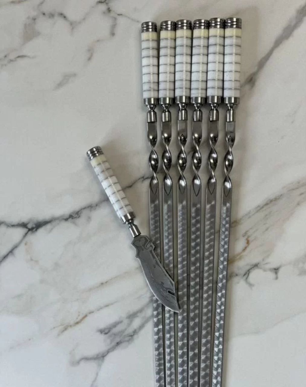 картинка Подарочный набор шампуров 6шт, Каменная ручка (малый ) от магазина Мангалторг